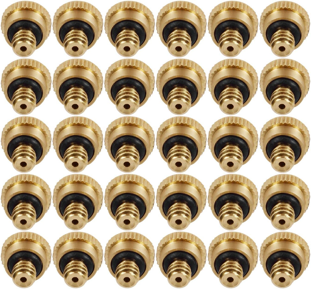 Brass Misting Nozzles 0.016" Orifice (0.4mm) 10/24 UNC, Water Mister Parts Fog Nozzles for Patio Misting System Outdoor Cooling System (30)