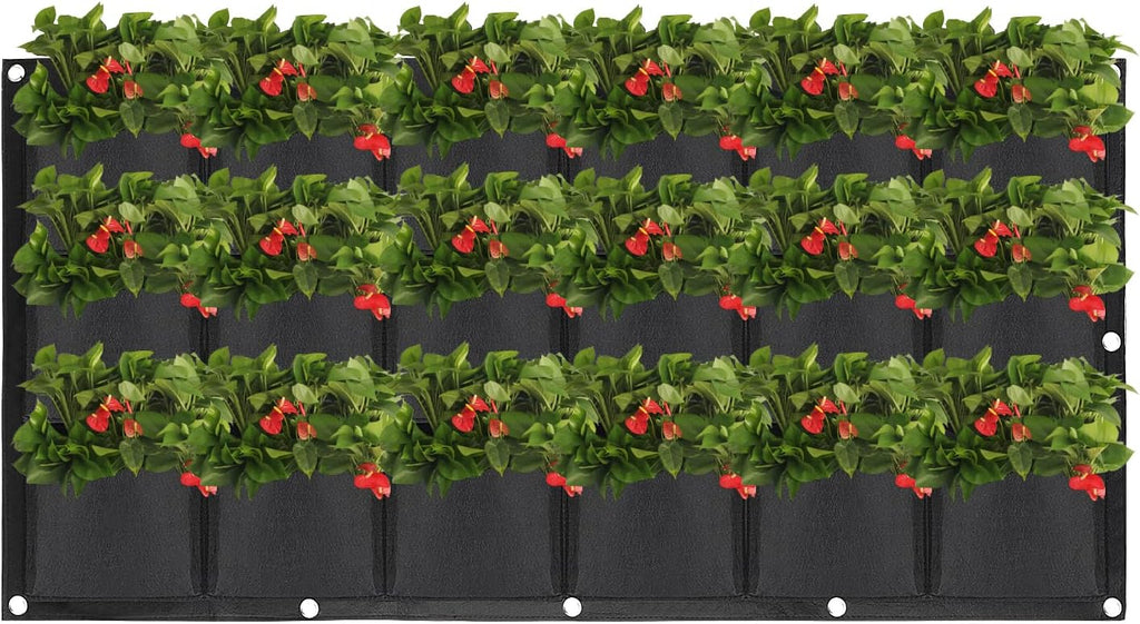 ZOENHOU 2 Pack Total 36 Roomy Pockets Horizontal Garden Planter, Waterproof Wall-Hanging Flower Pot Bags, Felt Wall Mount Balcony Planter Pouch for Herbs, Succulent, Flowers and Vegetables