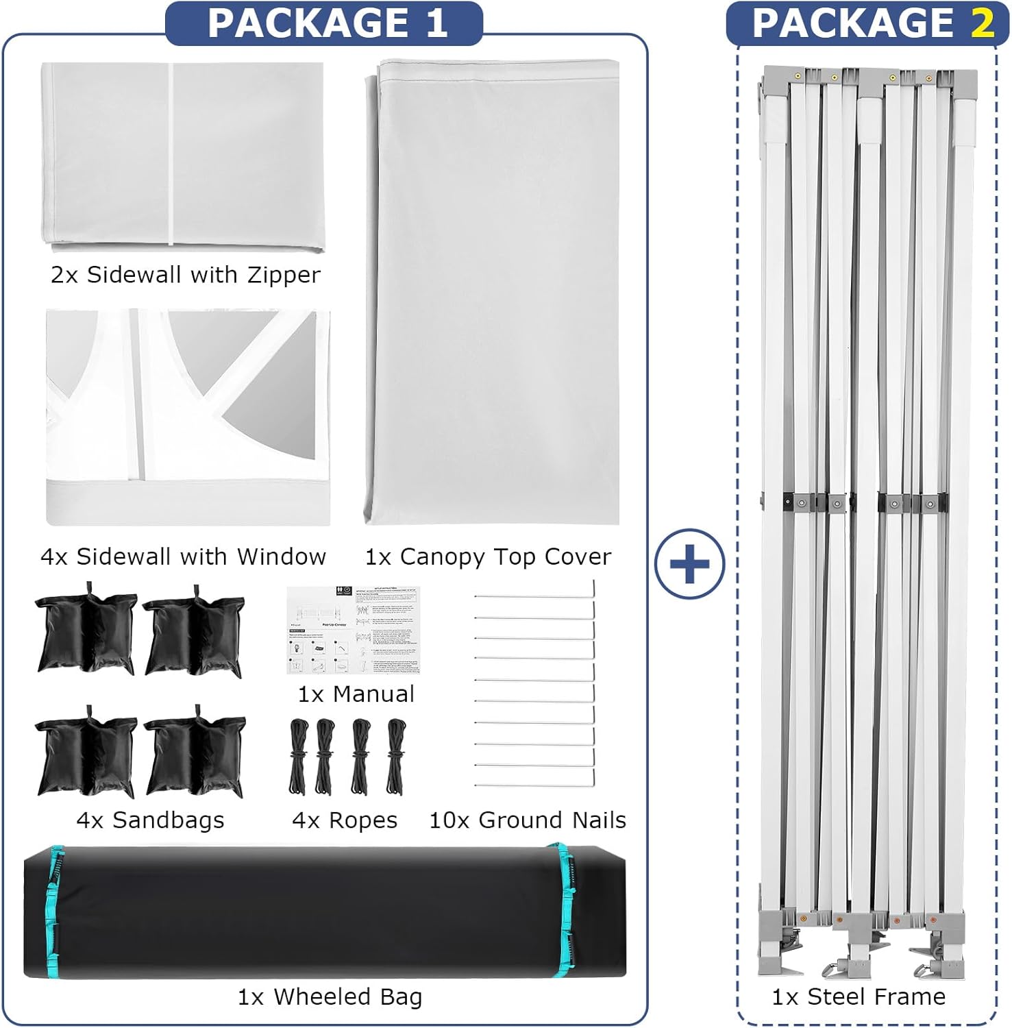 COBIZI 13x26 Pop up Canopy Heavy Duty with 6 Sidewalls, Easy Set-up Commercial Outdoor Party, 100% Waterproof Wedding Canopy Gazebo, 2 Height Adjustable with Wheeled Bag,White