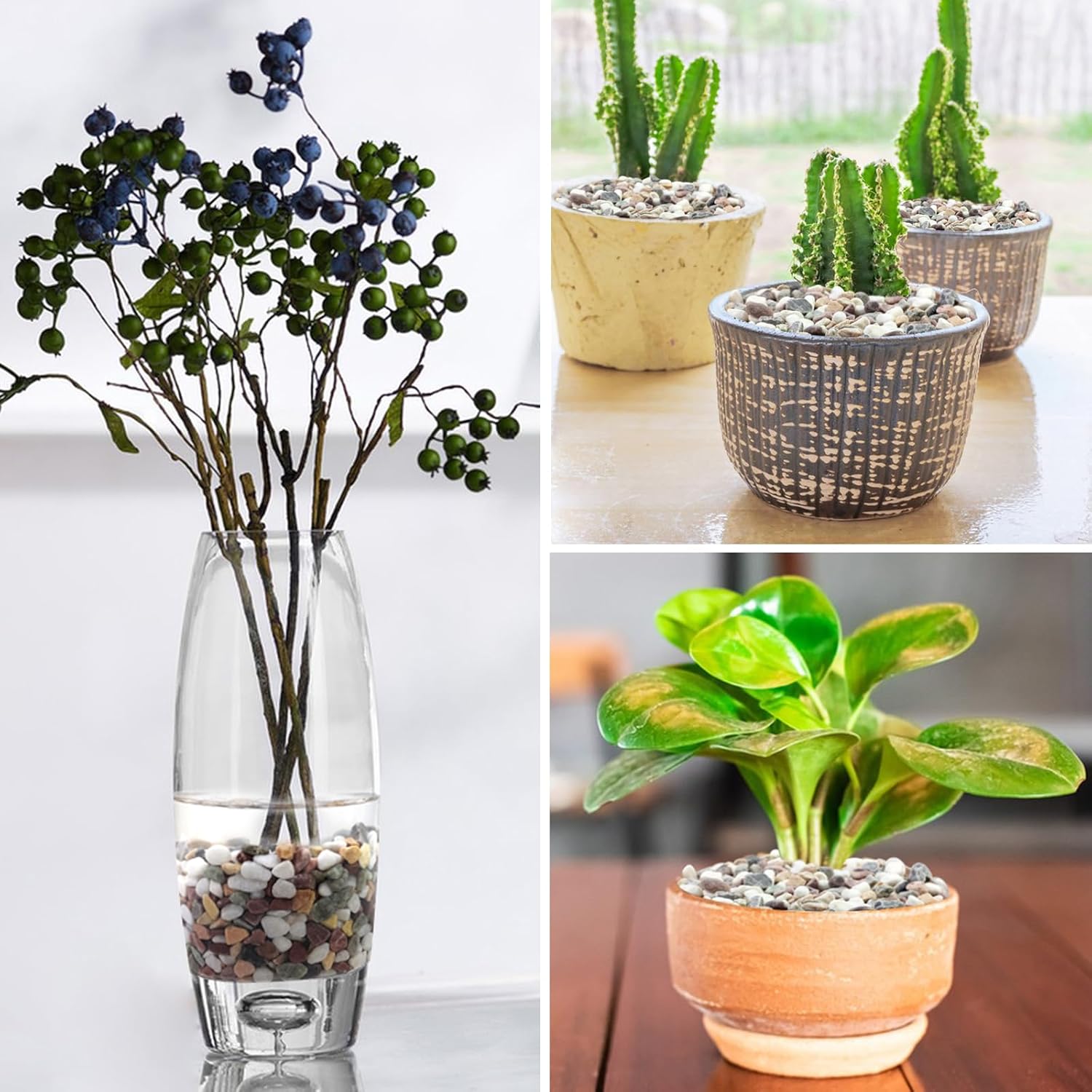 20lbs Mixed Color Pebbles for Landscaping, 3/8inch Small Rocks for Garden Succulent Cactus Planters, Natural Polished Pebbles, River Rocks for Plants, Vases