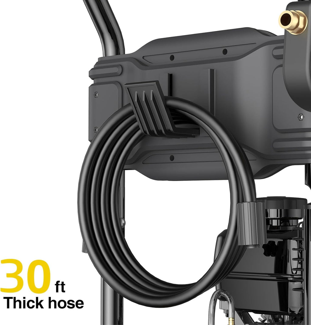 BLUBERY 3500 PSI Gas Pressure Washer, 2.6 GPM Heavy Duty High Power Washer, 30Ft Pressure Hose&Soap Tank,5 Pressure Nozzles,Black