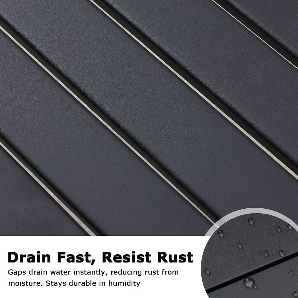 Black Outdoor Bench, Outdoor Metal Backless Bench, 46" Patio Garden Bench for Outdoor, All Weather Outdoor Bench for Garden, Backyard, Porch, Black