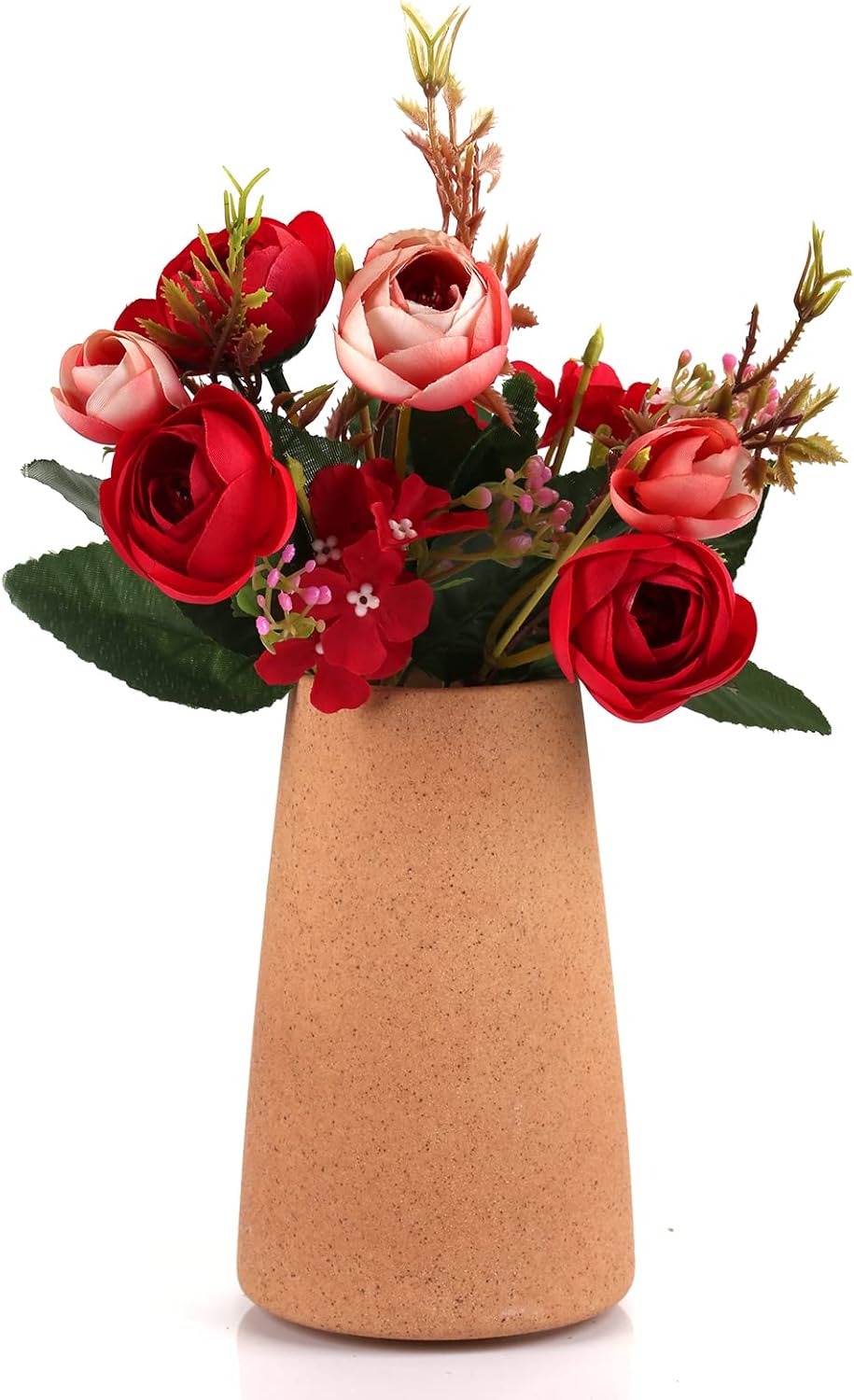 Simple Vase for Flowers Plants, Matte Vases for Modern Table Shelf Home Decor Wedding Boho Decor, 6" H Frosted Elegant Ceramic Vase for Pampas Grass Fluffy Stem Bouquet Lavender Flowers (Brown, 4)