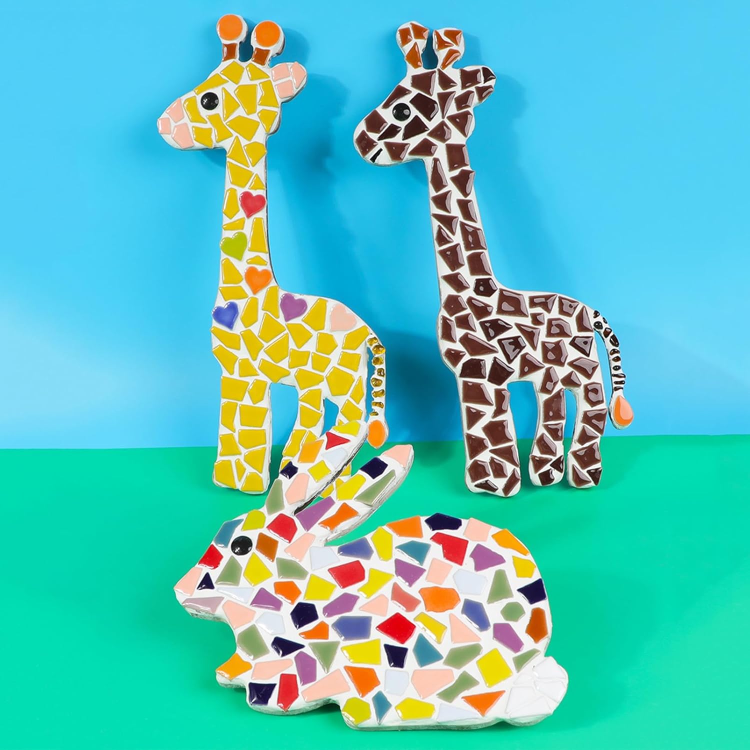 Irregular Size Mosaic Tiles Mixed Color Ceramic Mosaic Glass Pieces for Home Decoration or DIY Crafts 200g Triangles Trapezoids Polygons (Blue Mix)