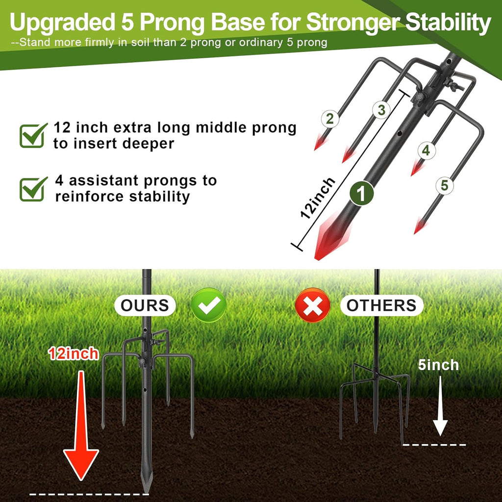 Hummingbird Feeder Pole for Outdoors - Heavy Duty Bird Feeder Stand with Adjustable Stake,62"Rustproof Shepards Poles with Hangers Holder for Birdfeeder,Wind Chimes,Lanterns,Wreaths,Black