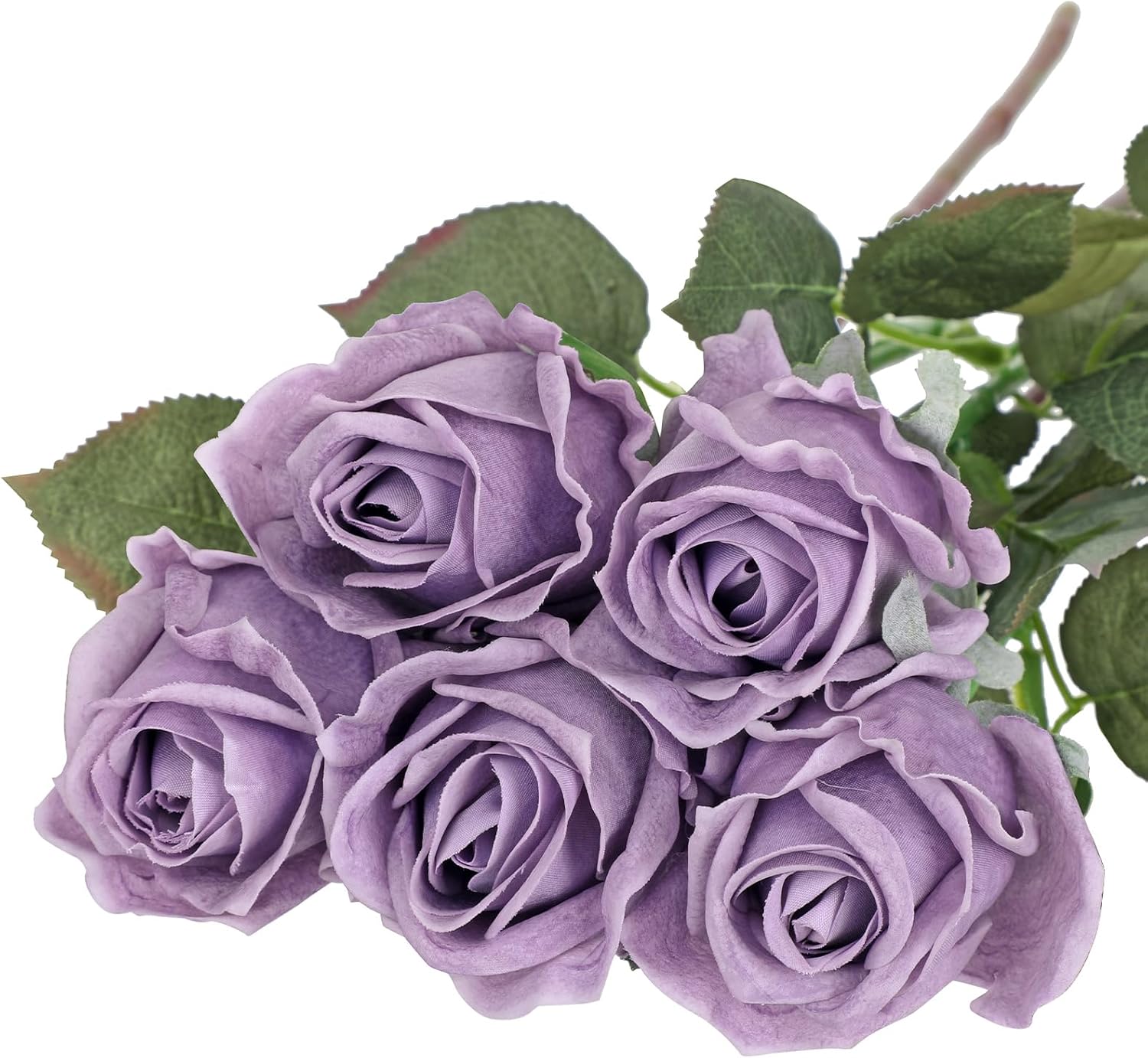 Artificial Realistic Roses Lilac Flowers 24" Real Touch Silk Roses Bouquet Long Stems Rose Fake Roses Decor for Home Party Wedding Table Centerpieces Roses Realistic - 5 Pcs