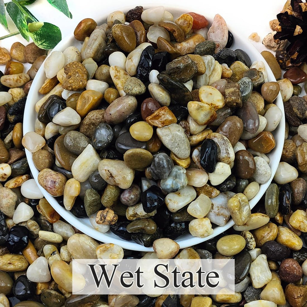 10lbs Natural River Rocks for Plants, 3/8" Aquarium Gravel Decorative Polished Mixed Pebbles for Fish Tank, Gardening, Flower Pots, Vase Fillers, Indoor Water Fountains, Landscaping