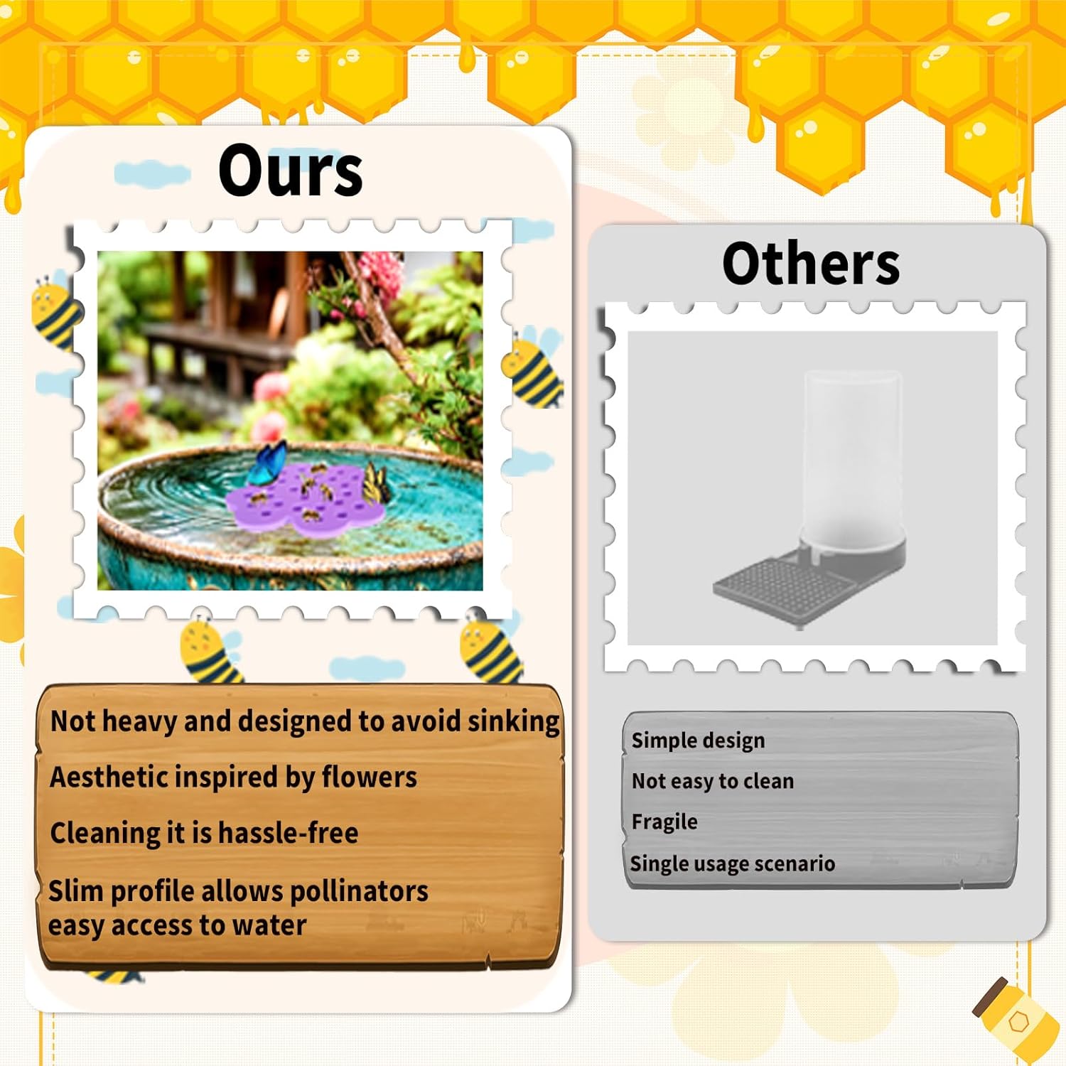 Bee Watering Station 8 Pcs for Garden, Butterfly Feeder with Bee Water, 4 Colors (Yellow/Green/Purple/Blue), 3X Faster Attraction Petal Texture, Zero-Drowning EVA Foam Hive Landing Safe