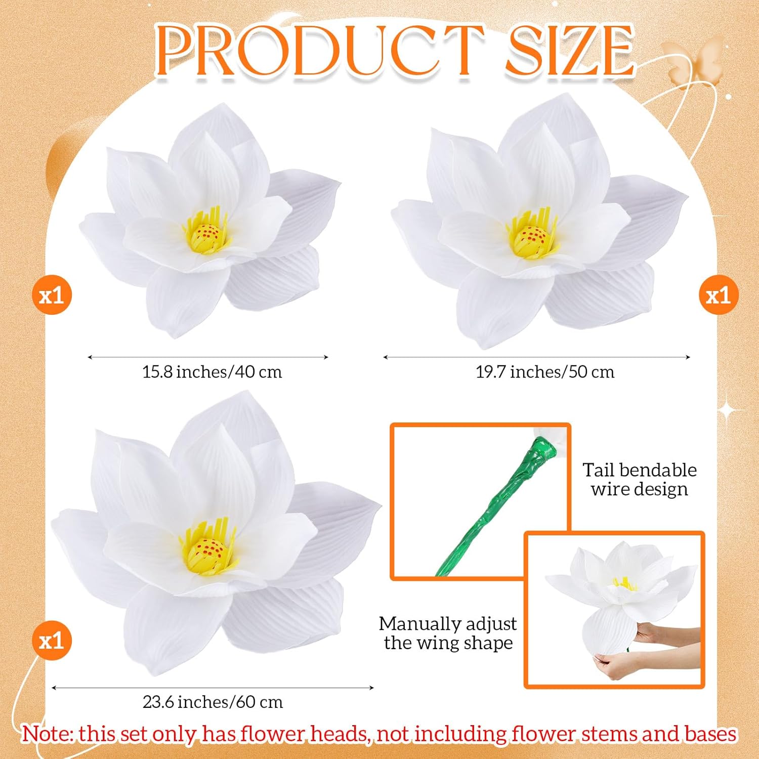 Havawish 3 Pcs Diwali Lotus Decorations for Pooja Giant Foam Lotus for Indian Pooja Decor Wedding Backdrop Home Wall Garden Pond Decor, 3 Different Size 15.75"/ 19.69"/ 23.62"