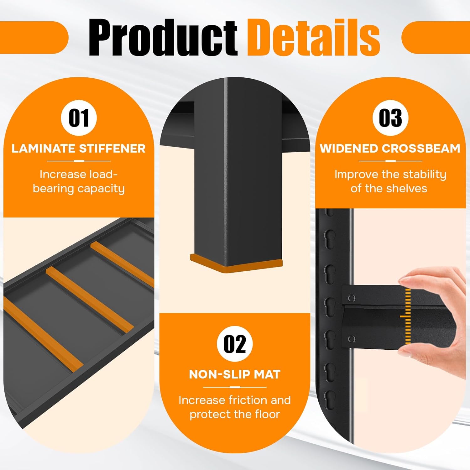 72''H Garage Shelving Heavy Duty Garage Storage Shelves, 3000 LBS Adjustable 5 Tier Industrial Shelving Unit, Metal Utility Shelf for Basement, Warehouse and Workshop (72''Hx46''Wx18''D, Black)