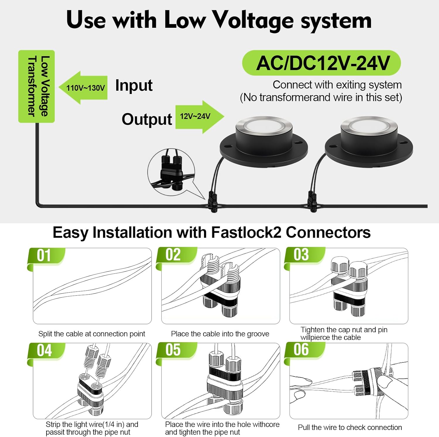 SMY Lighting 3W LED Pond Lights 12-24V AC/DC Low Voltage Underwater Fountain Lights 3000K Warm White IP68 Waterproof for Outdoor Ponds Fountains Waterfalls, 2 Pack