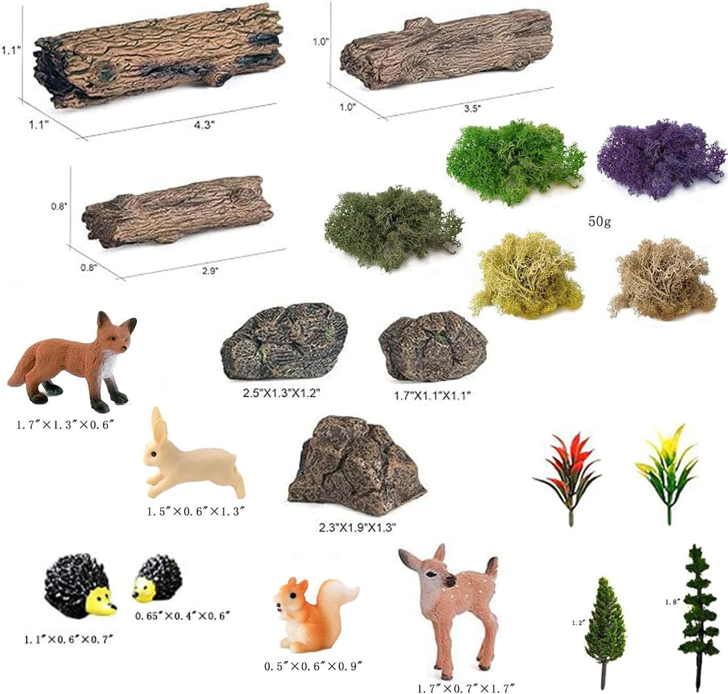 Fairy Garden Accessories, 28Pcs, Miniature Forest Kit, Tiny Resin Animal, Miniature Garden Figurines with Moss for DIY Craft, Desktop Decoration