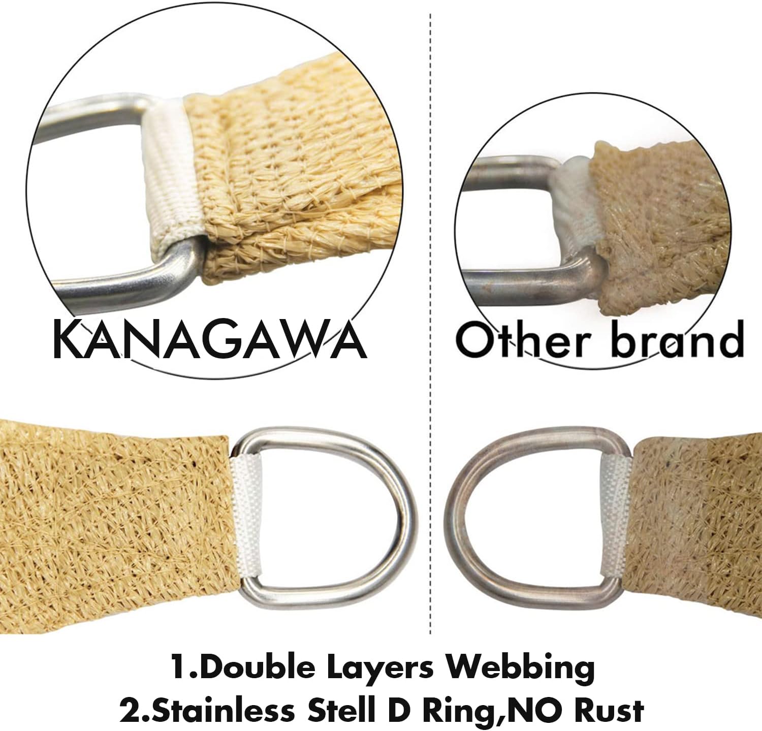 KANAGAWA 9'X13' Sand Custom Size Sun Shade Sail Rectangle UV Block Canopy Cover for Patio Backyard Lawn Garden Outdoor (Customized Available)