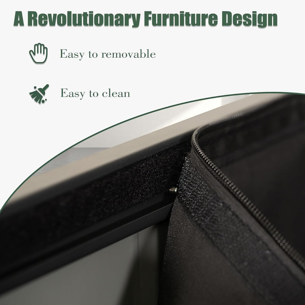 Domi Outdoor Storage Deck Box 100 Gallon, Outdoor Deck Box with Waterproof Storage Bag for Outside Cushions, Garden Tools and Pools Equipment, Gray