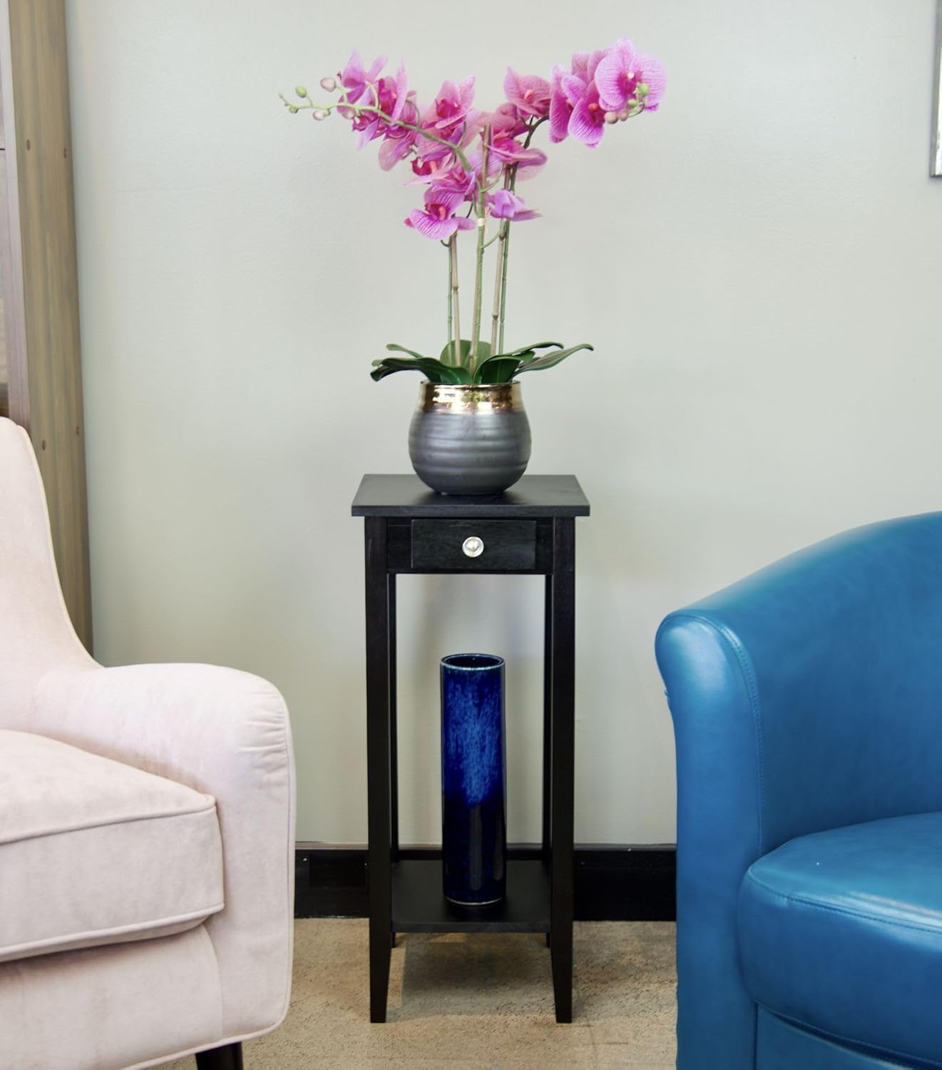 2-Tier Solid Acacia Plant Stand w/Drawer