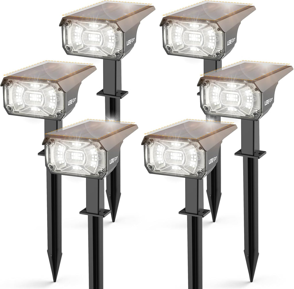 Solar Lights Outdoor Waterproof Landscape Lights, 40 LEDs Solar Spot Light Outdoor Spotlights with 3 Light Modes, USB & Solar Powered Garden Yard Wall Lights Auto On/Off for Patio 6 Pack