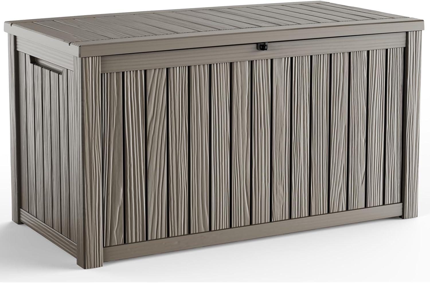150 Gallon Outdoor Deck Box,Storage Lockable Waterproof Patio Furniture,Garden Tools,Cushions,Pool Accessories Outside Storage Resin Box(Grey)