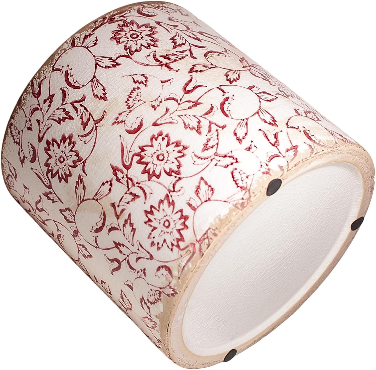 7.48in. Planters for Indoor Outdoor Plants, Rustic Pots for Plants, Vintage Plant Pots Indoor, Tuscan Indoor Tree Pot, Crackle Glazed Planter, Red Flower Pot Outdoor for Garden, Large