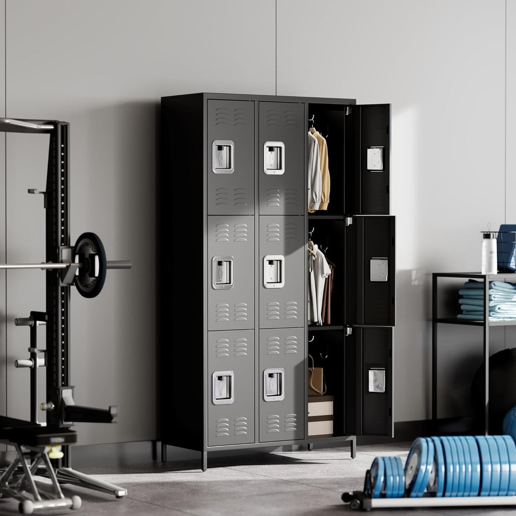 GAOMON Metal Lockers, 9-Door Metal Storage Cabinets Locker, Secure Storage Solution, Perfect for Offices, Gyms, Schools & Homes, Organizes Personal and Work Belongings Easily
