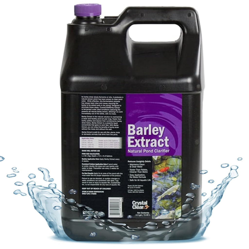 CrystalClear Barley Extract Water Garden & Fountain Clarifier, Natural Liquid Concentrate to Treat Cloudy Ponds, Koi Fish, Plant & Pet Safe, 2.5 Gallon