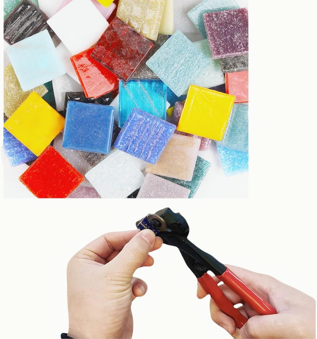 3/4 inch Quartz Glass Mosaic Tiles for Crafts, 1.1 LB, Square Mosaic Pieces for DIY Picture, Home Mosaic Decoration (Mixed Color)