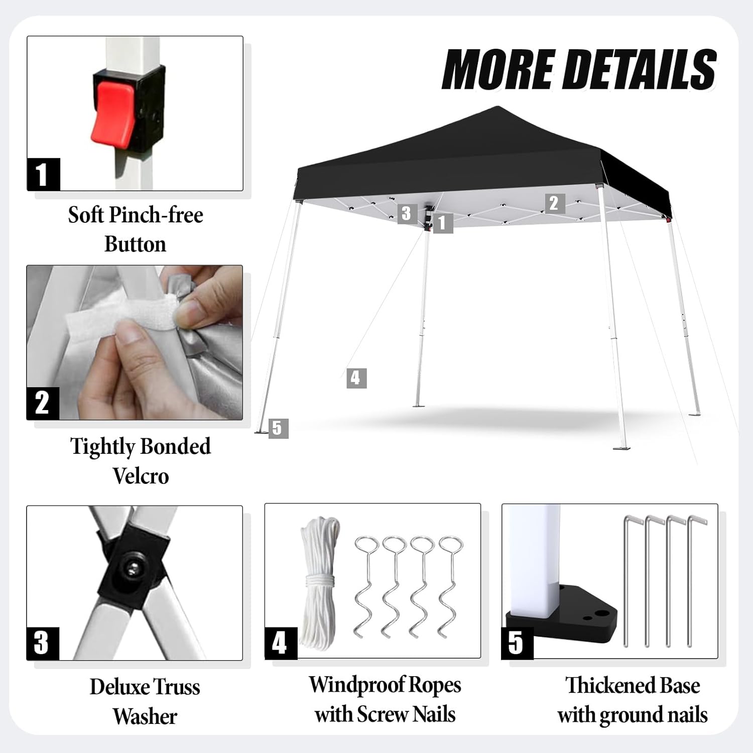 10x10 Pop Up Canopy, 300D Silver Coated Black Fabric Outdoor Gazebo, Beach Tent Slant Legs with Storage Bag,Easy Up Sun Shade Shelter Tents with 8x8 Top Cover for Patio,Party