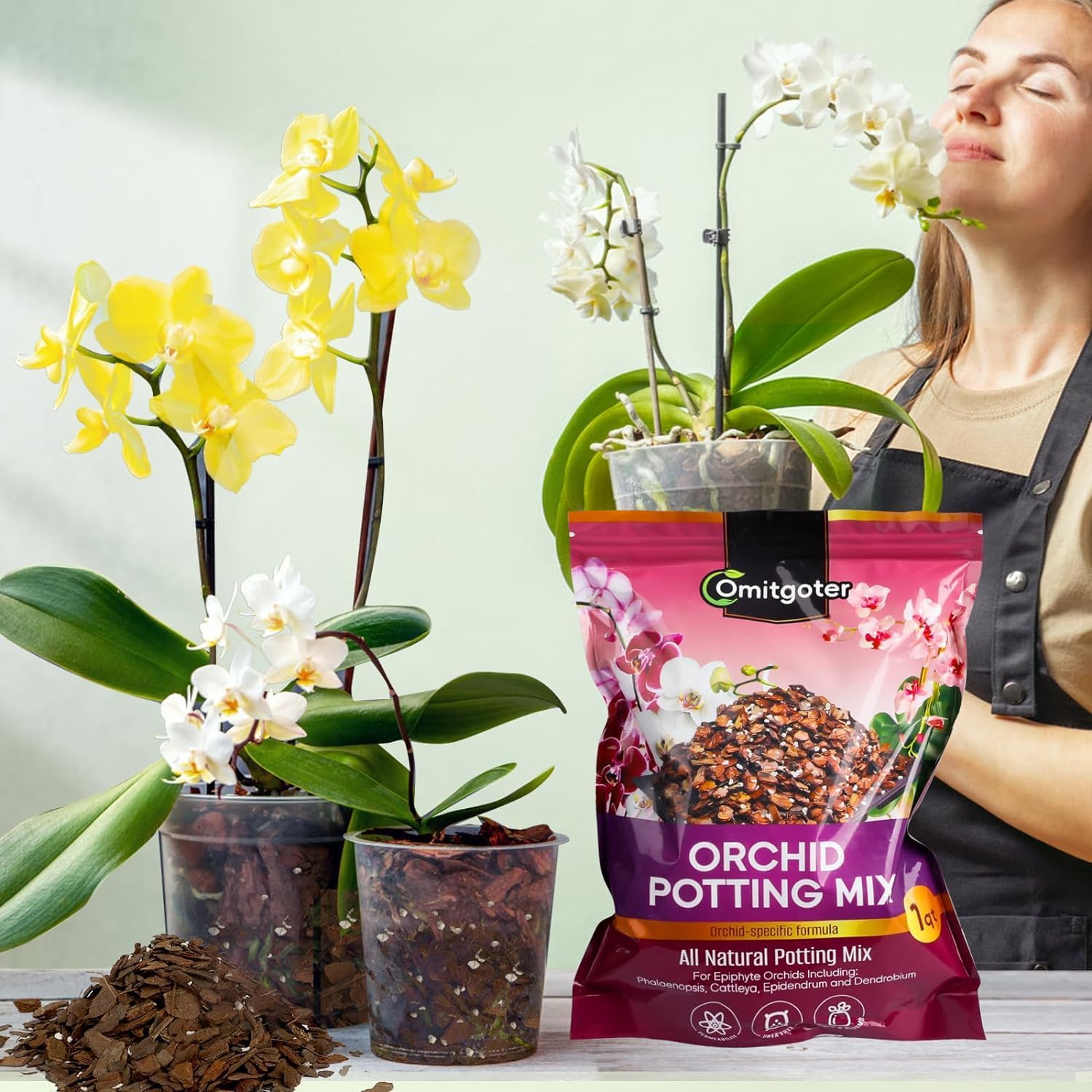 Organic Orchid Potting Mix 1qt, Mixture of Orchid Bark and Perlite, Specifically Formulated for Orchids