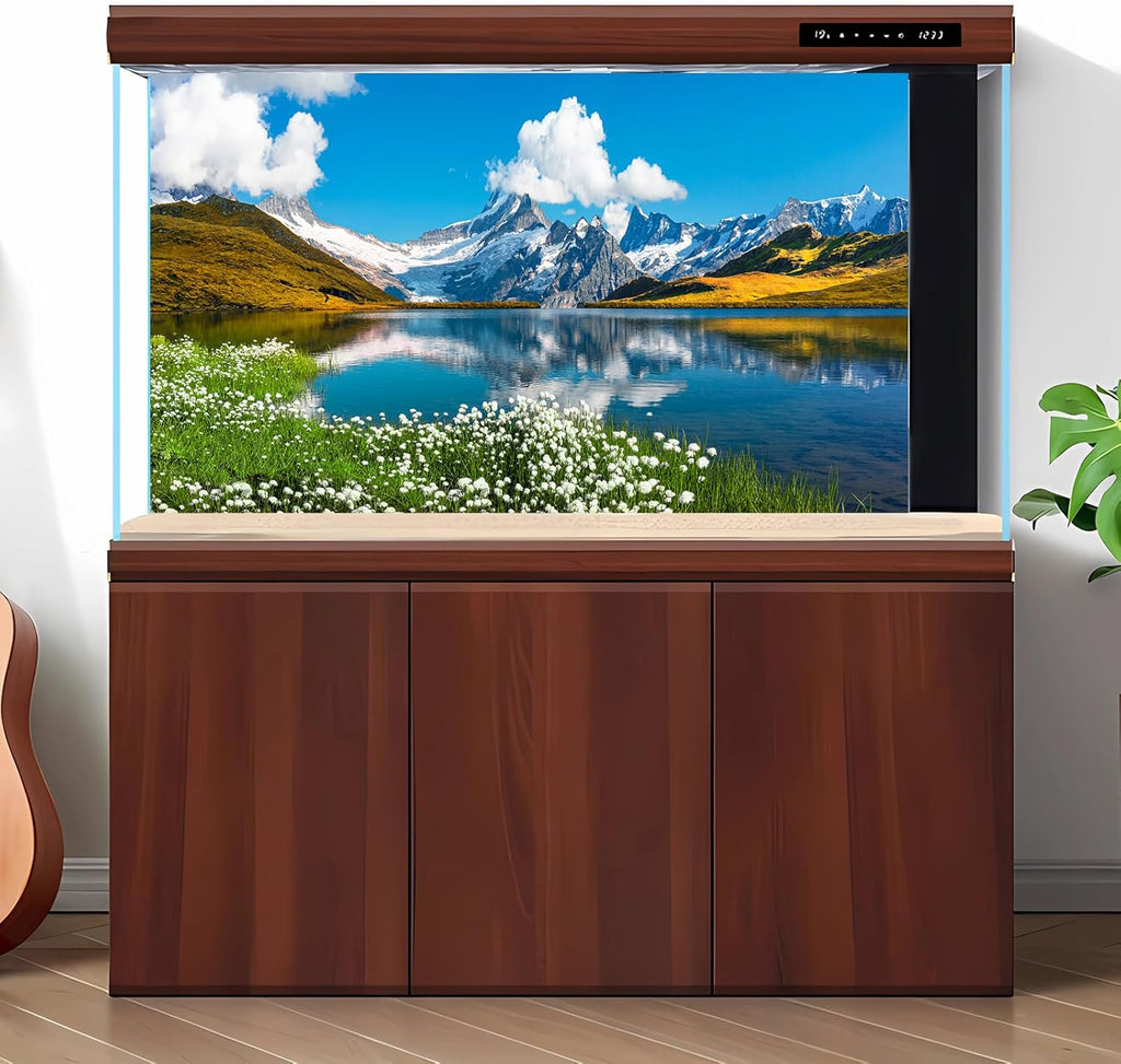 Mountains Lake Aquarium Background Bernese range View Fish Tank Background Switzerland Alps Grindelwald Valley Lake Terrarium Background Fantastic Natural Landscape Aquarium Fish Tank Decors 60x24in
