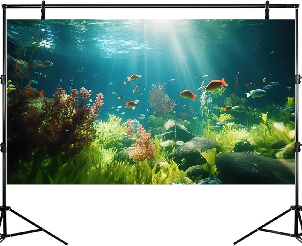 Fish Tank Background Underwater Aquarium Background Under The Sea Aquatic Plants Fish Tank Backgrounds Ocean Floor Rock Terrarium Wallpaper Tropical Fish Aquarium Reptile Tank Backgrounds 48x18in