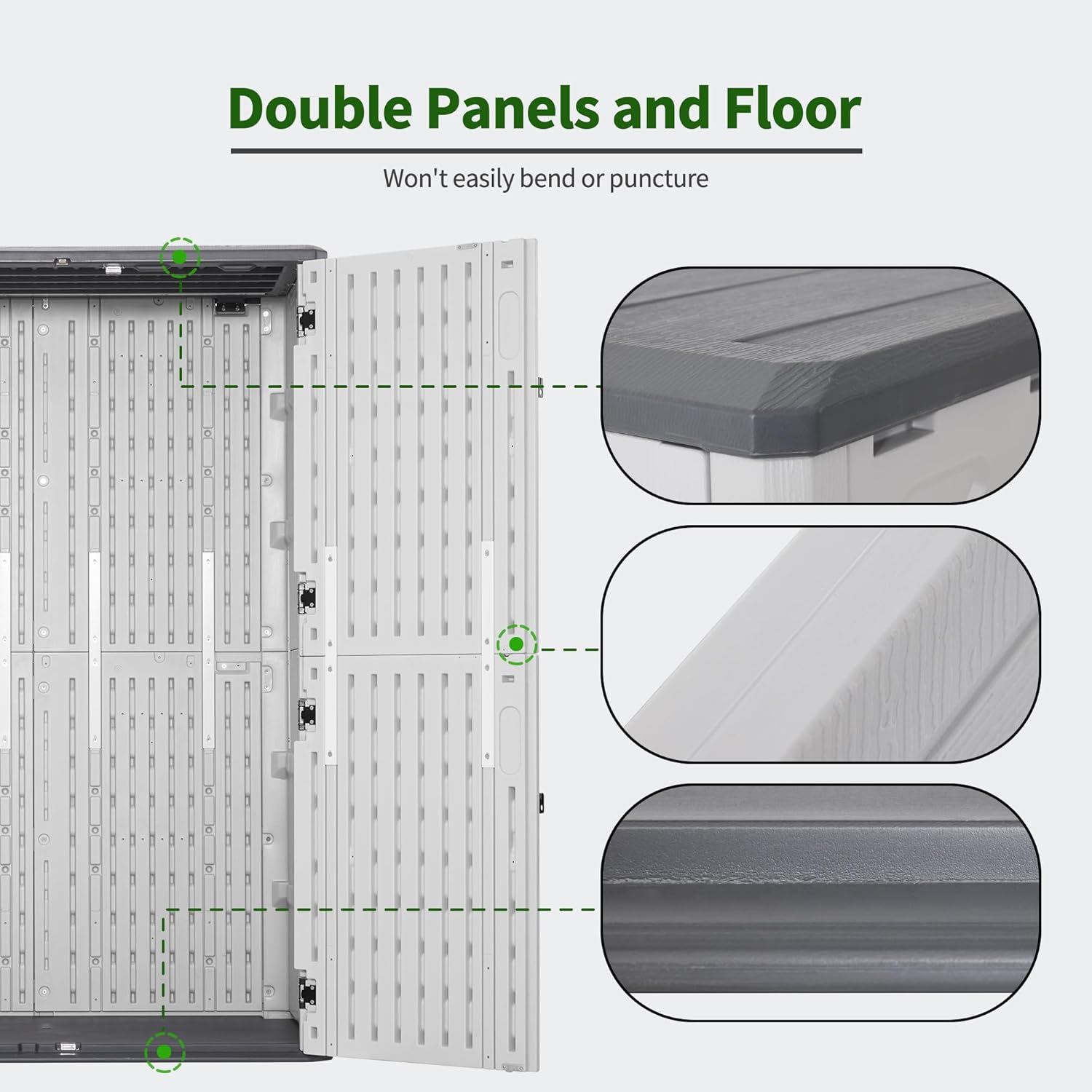 Macrout 50 Cu.Ft Plastic Outdoor Storage Cabinet with Floor, 4.3 x 2.5 ft Waterproof Resin Outdoor Storage Shed, Lockable Vertical Shed for Garden and Patio