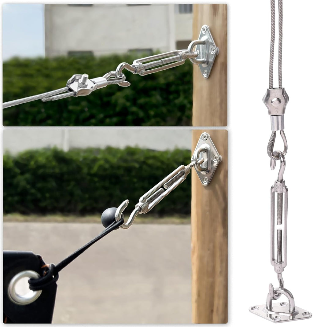 Shade Sail Hardware Kit 6 inch turnbuckles for Triangle Rectangle Sun Shade Sail Outdoor Installation turnbuckles for Cables Wire for Outdoor,Garden,Kitchen,Craft,118PCS