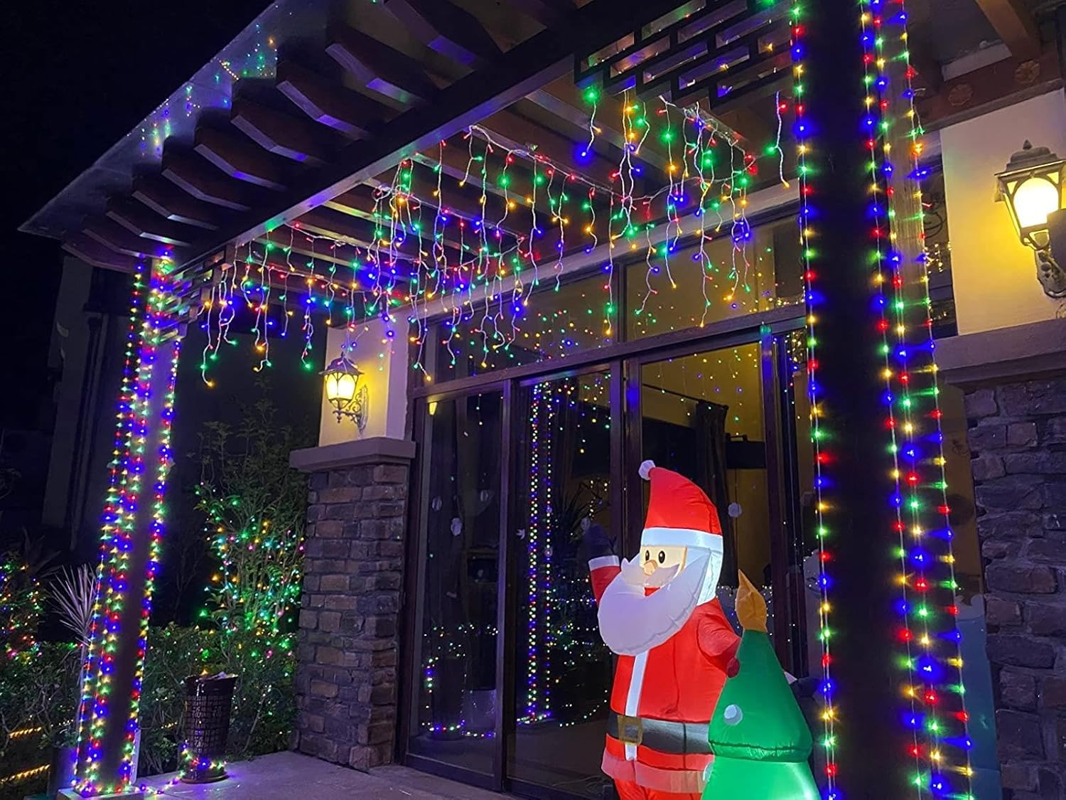 YEGUO Solar Fairy Lights Outdoor Waterproof, 4 Pack Each 33ft 100 LED String Lights, 8 Modes Silver Wire Twinkle Lights (Multicolor)