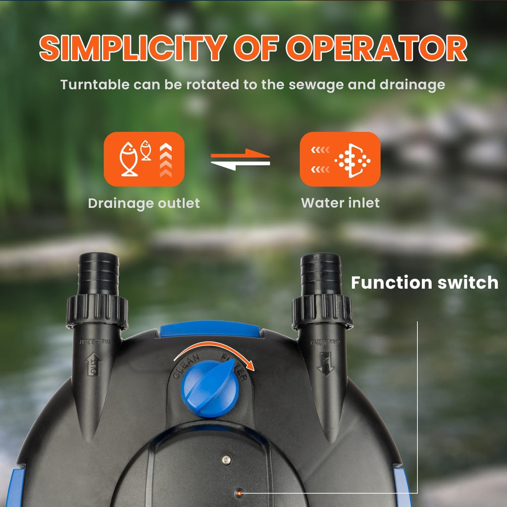 Anbull Bio Pressure Pond Filter, 1060GPH Pressurized Biological Pond Filter with 9watt Light, Pond Filter System with Convenient Cleaning Crank Handle for Fountain Pool, Koi Fish Aquarium Tank