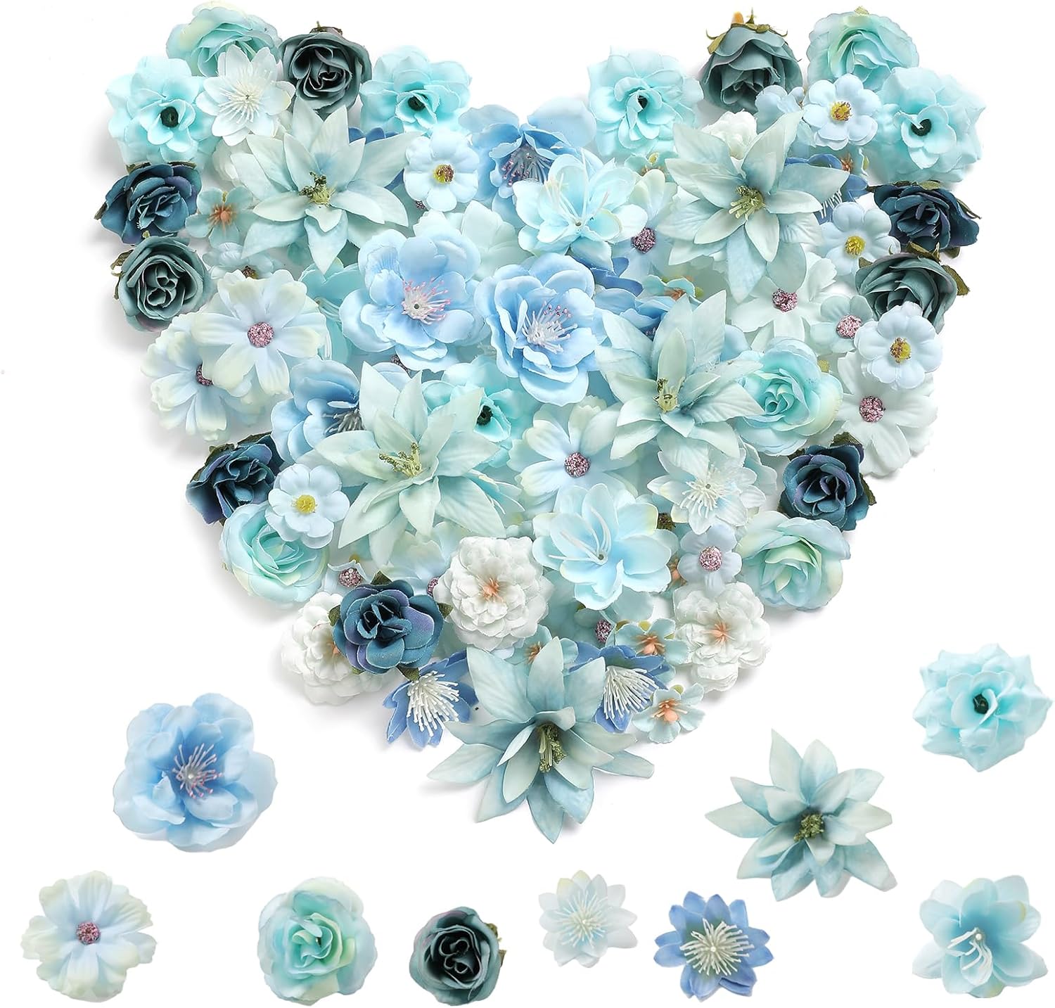 Serra Flora Realistic Mini Silk Flower Heads Set – Multicolor Daisy & Rose Artificial Flowers for Outdoor Wedding Garlands, DIY Crafts & Home Decor Accents