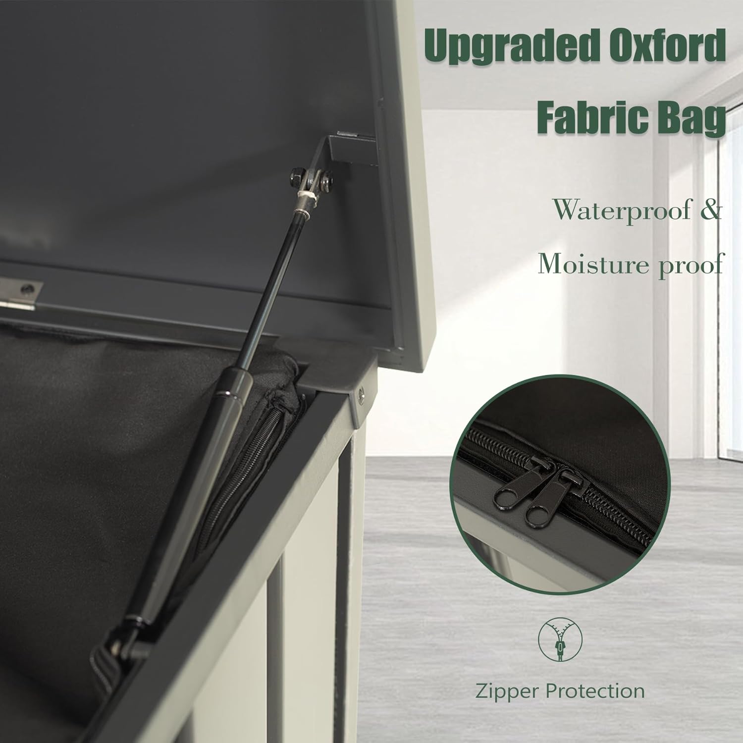 Domi Outdoor Storage Deck Box 100 Gallon, Outdoor Deck Box with Waterproof Storage Bag for Outside Cushions, Garden Tools and Pools Equipment, Gray