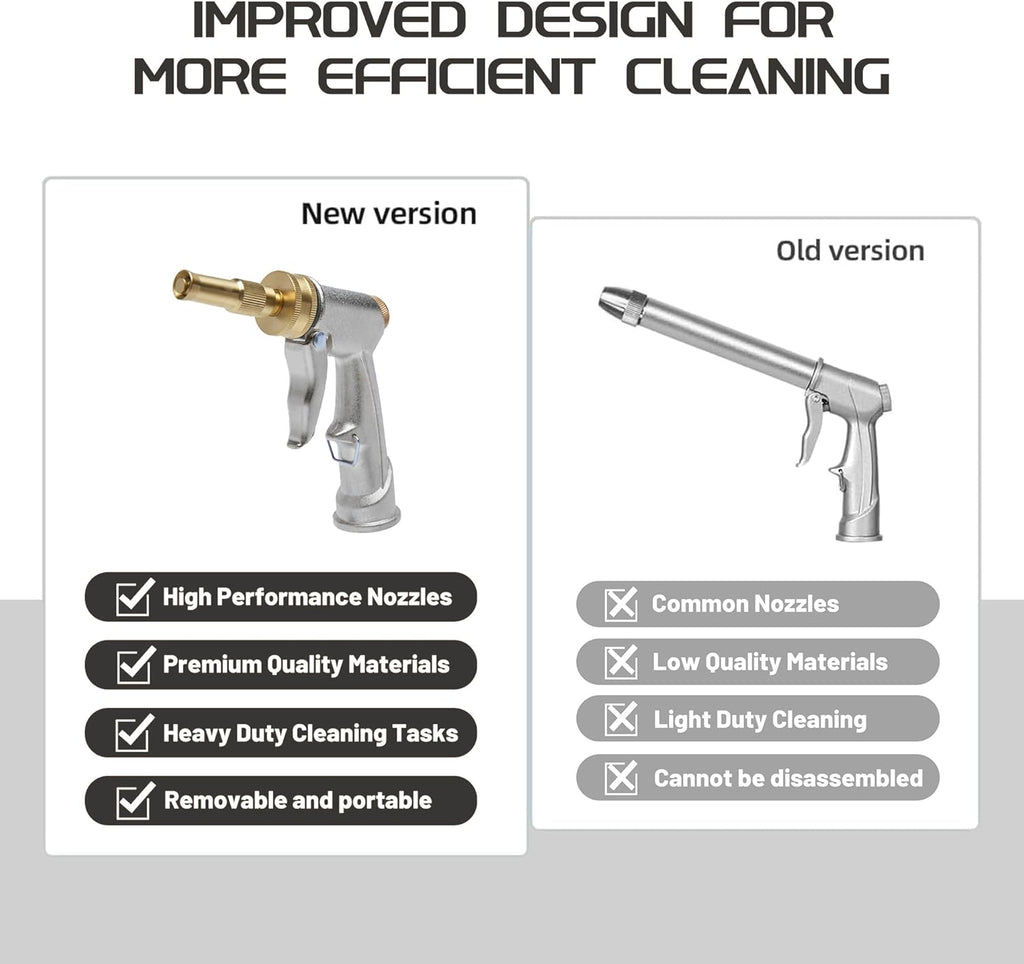 Garden Hose Nozzle Sprayer with 3.5oz Plastic Soap Dispenser Bottle, Heavy Duty High Pressure Car Wash Foam Gun, Adjustable Nozzle for Gardening, Solar Panel Cleaning, Pet Showering (Silver)