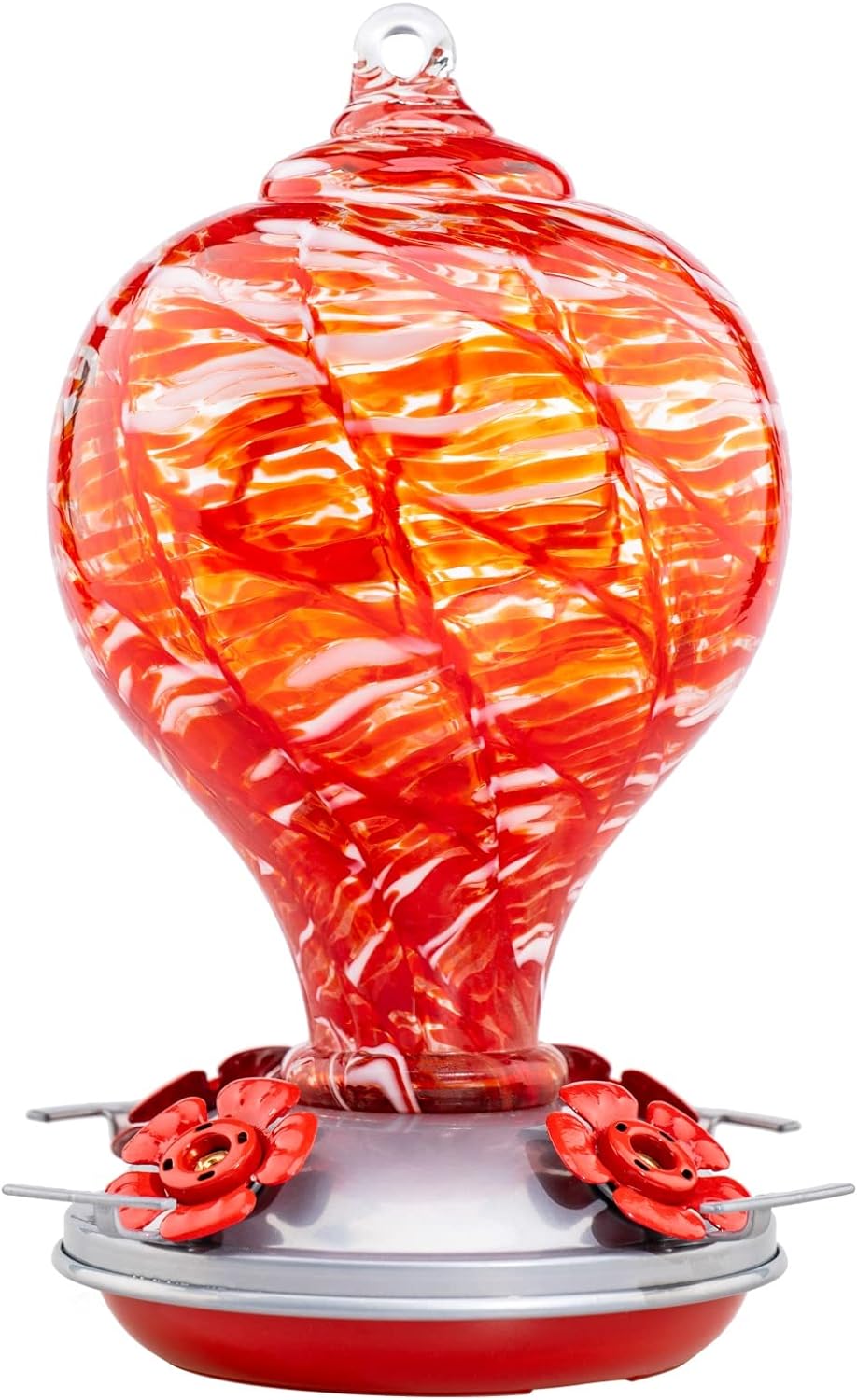 Muse Garden Hummingbird Feeders Blown Glass Hummingbird Feeder, Garden Backyard Decor, 32OZ, Lollipop