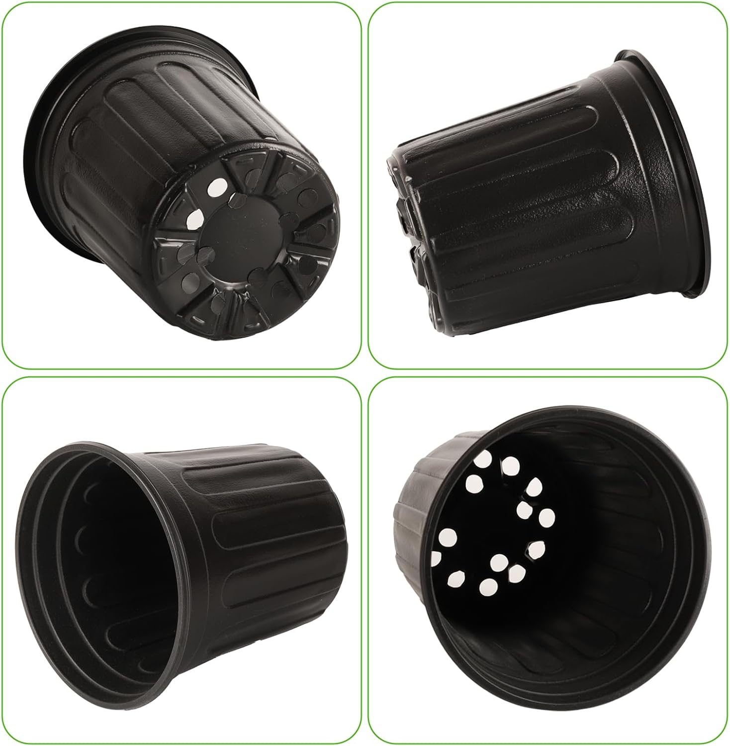 100 Pack 1 Gallon Flexible Plant Nursery Pots, Thickened Soft Plastic Plant Pots with 100Pcs Waterproof Plastic T-Type Plant Tags and 2Pcs/Set Transplanting Digging Mini Tools(Black)