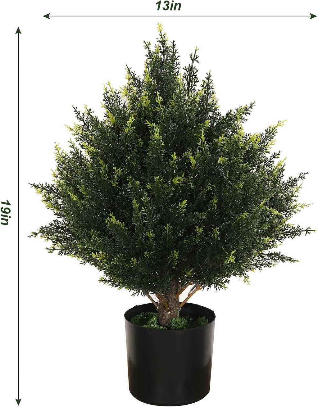 19” Artificial Cedar Outdoor Artificial Shrub Sunlight Resistant Leafy Potted Plant for Indoor Porch of Home and Office Artificial Outdoor Tree Topiary Trees