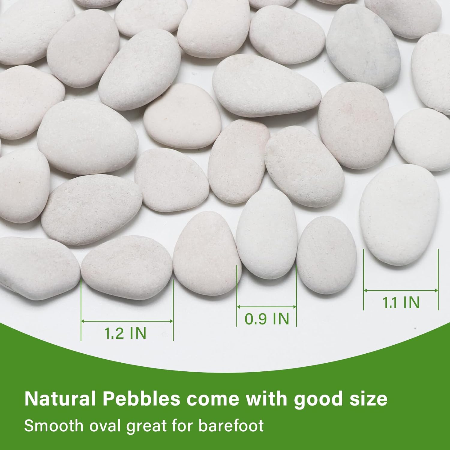 10in River Rock Stepping Stones Set - 6 Pack | Polished Pebble | Long-Lasting PVC Mesh Backing | Perfect for Garden Paths and Lawns Outdoor Landscaping Decoration | White Circle
