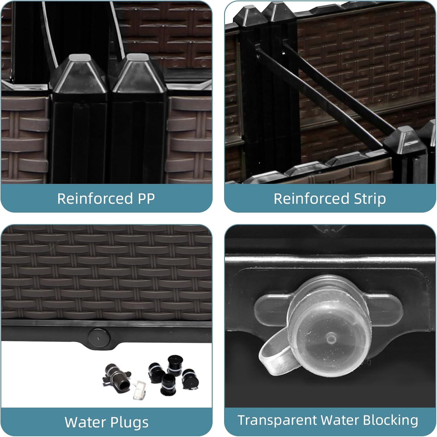 Large Raised Planter Box Outdoor Self Watering 62.9"x15.7"x19.7" , Deep Raised Garden Bed - Elevated Garden Box with Drainage Plug, Rectangular Garden Planter Perfect for Patio Balcony Deck