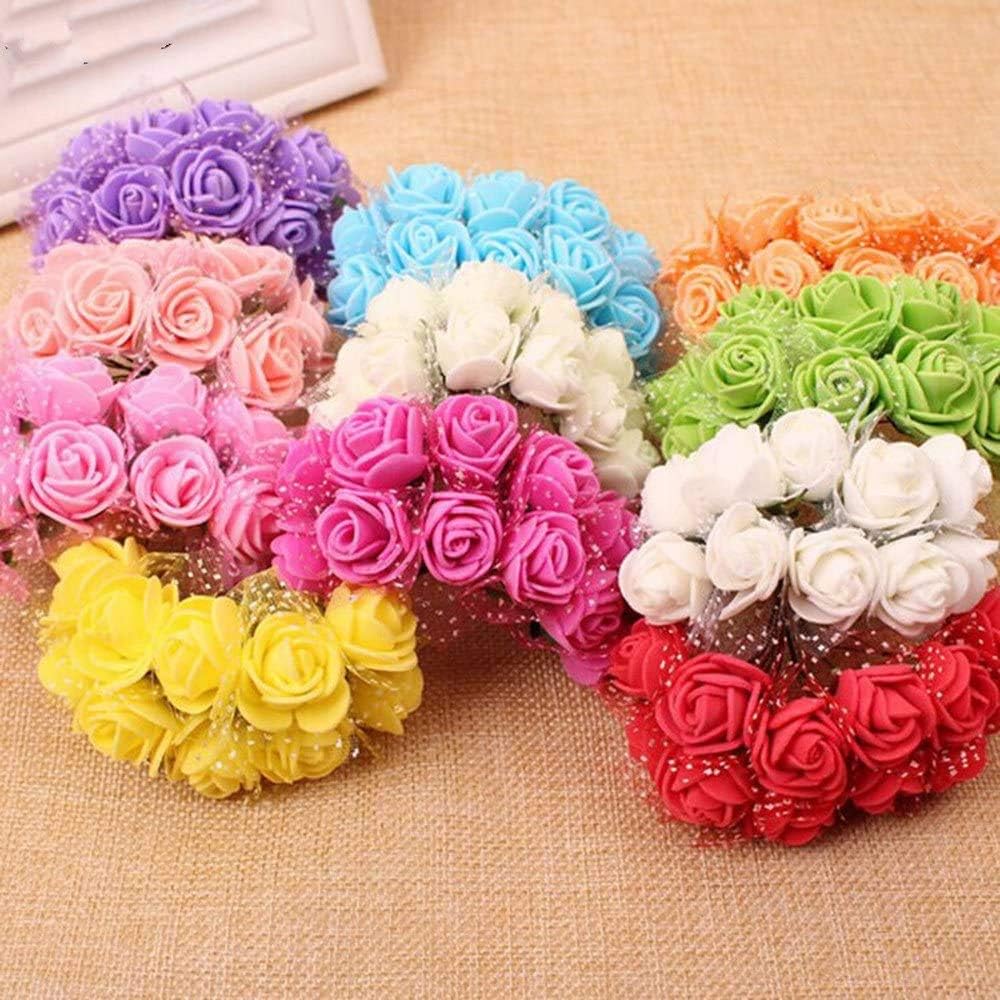 144 Pieces 2cm Mini Fake Rose Flower Heads Foam Rose Flower Heads Artificial Roses for Valentine Day Wedding DIY Decor Craft(Pink)