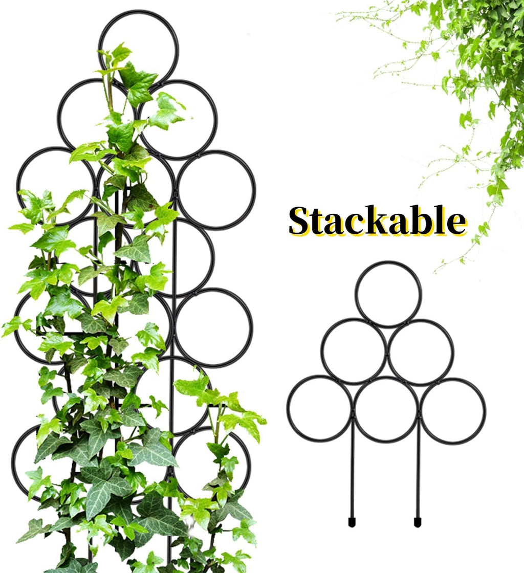 Garden Plant Trellis for Indoor Plants, Stackable Metal Trellis Supports for Climbing Plants or Houseplants, 3 Pack, Black,11.8"(W) x 15.4"(H)