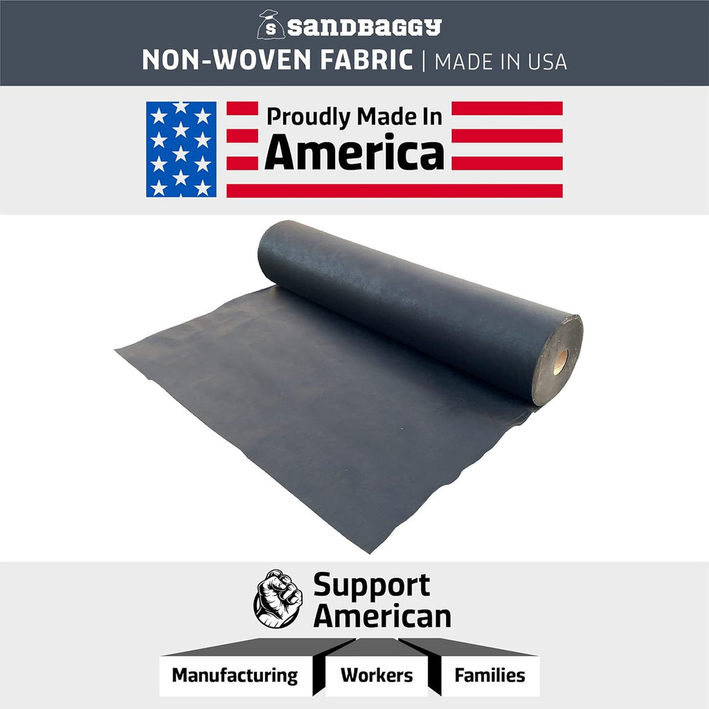 Sandbaggy Geotextile Pond Underlayment Padding | Made in USA | 50 YEAR Life* | Non Woven Fabric Protects Pond Liner From Damage | Made of Industrial Grade DOT Approved Fabric (10 ft x 15 ft or 150 sq ft)