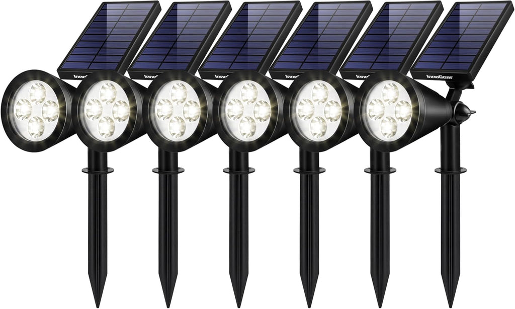 InnoGear Solar Lights Outdoor Waterproof Solar Garden Light for Outside Yard Landscape Lighting Pathway Spot Lights Spotlight Wall Light Auto On/Off, Pack of 6 (White)