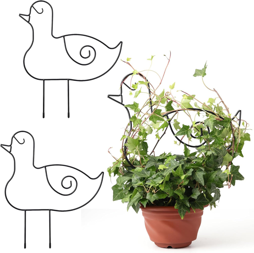 2 Pack Plant Trellis Indoor, 10.8" W x 13" H Small Trellis for Potted Plants, Decorative Trellis for Climbing Plants Indoor, Ideal for Vines on Tabletops, Balconies, Gardens and Lawns, Duck-Shaped