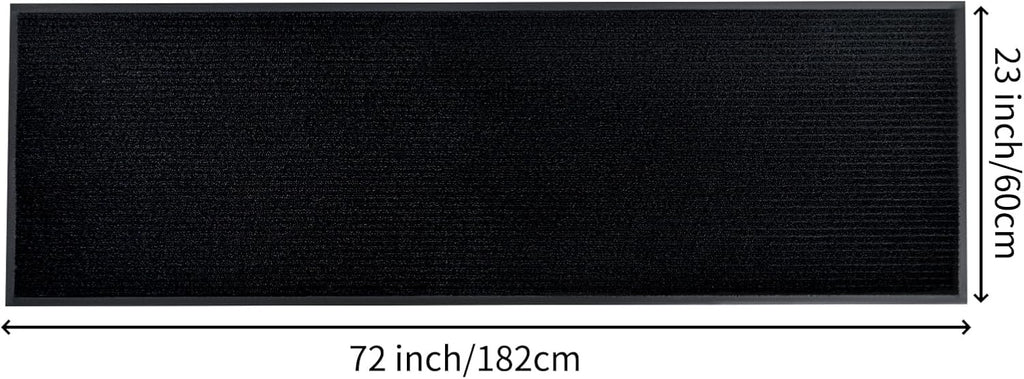 fani Heavy Duty Large Outdoor Indoor Entrance Black Doormat Waterproof Low Profile Entrance Rug Front Door Mat Patio Anti-Skid Rubber Back, 23x72 inch (Jet Black)
