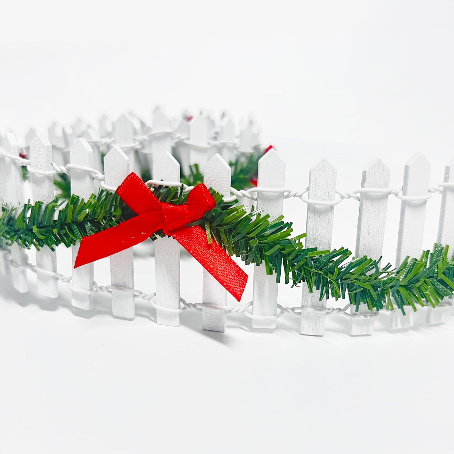 35 Inches Mini Fairy Garden Fence DIY Christmas Small Wood Decorative Picket Fence Micro Landscape Miniature Ornaments for Dollhouse, Crafts, Diorama Project, Plant Pot, White