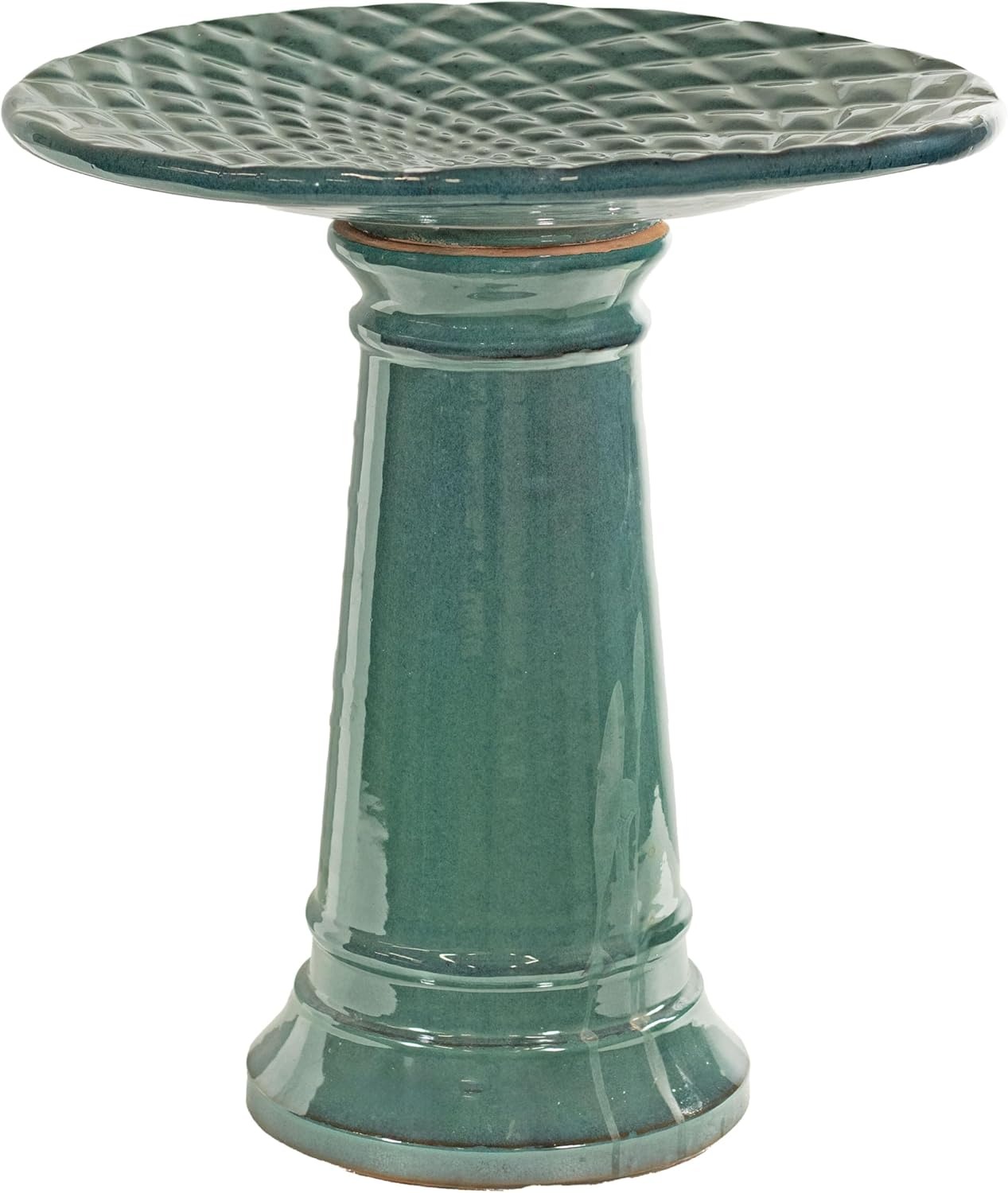 Sunnydaze Rennes Outdoor Ceramic Bird Bath - 22.5" H - UV- and Frost-Resistant - Glazed Bowl and Pedestal with Turquoise Finish