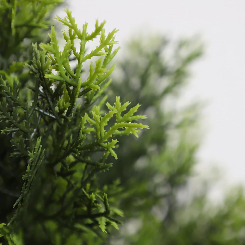 momoplant 31 Inch Tall Artificial Cedar Topiary Tree Set of 2 Faux Cypress Evergreen Potted Plants for Outdoor & Indoor Decor